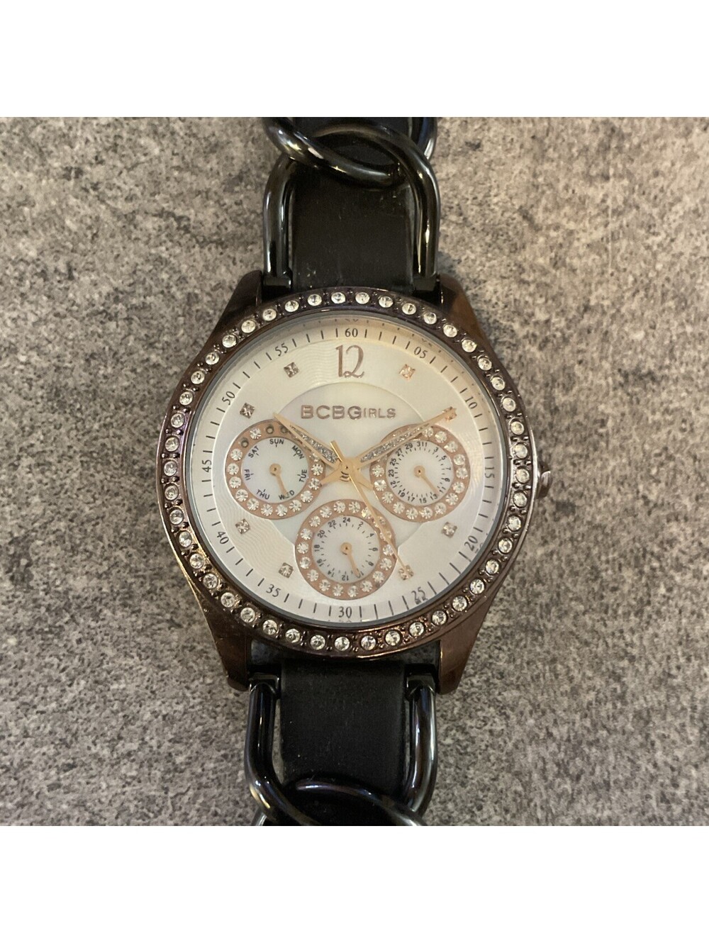 BCBGirls Women’s Watch 37mm Case With MOP Dial & Crystal Accent Bezel A18